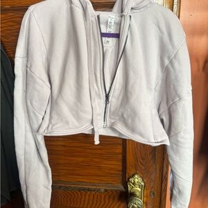 ALO Yoga Cropped Lavender Zip Hoodie